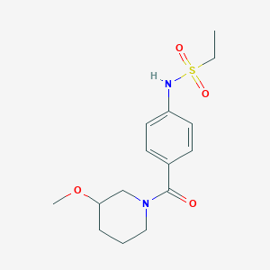molecular formula C15H22N2O4S B6062025 N-{4-[(3-methoxy-1-piperidinyl)carbonyl]phenyl}ethanesulfonamide 