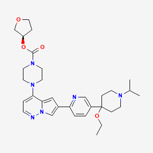 molecular formula C31H42N6O4 B606209 (R)-Tetrahydrofuran-3-yl 4-(6-(5-(4-ethoxy-1-isopropylpiperidin-4-yl)pyridin-2-yl)pyrrolo[1,2-b]pyridazin-4-yl)piperazine-1-carboxylate CAS No. 2141955-96-4
