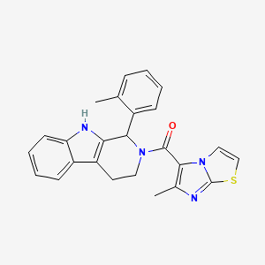 molecular formula C25H22N4OS B6062094 2-[(6-methylimidazo[2,1-b][1,3]thiazol-5-yl)carbonyl]-1-(2-methylphenyl)-2,3,4,9-tetrahydro-1H-beta-carboline 