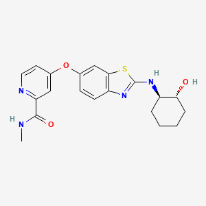 molecular formula C20H22N4O3S B606210 4-((2-(((1R,2R)-2-hydroxycyclohexyl)amino)benzo[d]thiazol-6-yl)oxy)-N-methylpicolinamide CAS No. 953769-46-5