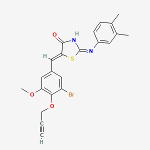 molecular formula C22H19BrN2O3S B6062141 5-[3-bromo-5-methoxy-4-(2-propyn-1-yloxy)benzylidene]-2-[(3,4-dimethylphenyl)amino]-1,3-thiazol-4(5H)-one 
