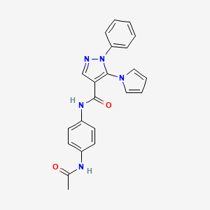 molecular formula C22H19N5O2 B6062176 N-[4-(acetylamino)phenyl]-1-phenyl-5-(1H-pyrrol-1-yl)-1H-pyrazole-4-carboxamide 