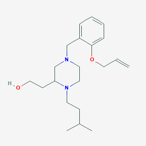 molecular formula C21H34N2O2 B6062179 2-[4-[2-(allyloxy)benzyl]-1-(3-methylbutyl)-2-piperazinyl]ethanol 