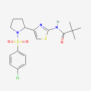 molecular formula C18H22ClN3O3S2 B6062189 N-(4-{1-[(4-chlorophenyl)sulfonyl]-2-pyrrolidinyl}-1,3-thiazol-2-yl)-2,2-dimethylpropanamide 