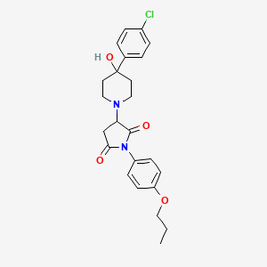 molecular formula C24H27ClN2O4 B6062229 3-[4-(4-chlorophenyl)-4-hydroxypiperidin-1-yl]-1-(4-propoxyphenyl)pyrrolidine-2,5-dione 