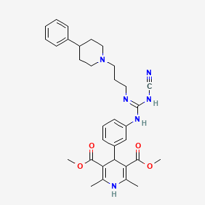molecular formula C33H40N6O4 B606223 3,5-吡啶二甲酸，4-(3-(((氰基氨基)((3-(4-苯基-1-哌啶基)丙基)氨基)亚甲基)氨基)苯基)-1,4-二氢-2,6-二甲基-，二甲酯 CAS No. 216508-01-9