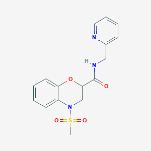 molecular formula C16H17N3O4S B6062235 4-(methylsulfonyl)-N-(2-pyridinylmethyl)-3,4-dihydro-2H-1,4-benzoxazine-2-carboxamide 