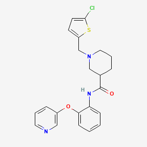 molecular formula C22H22ClN3O2S B6062239 1-[(5-chloro-2-thienyl)methyl]-N-[2-(3-pyridinyloxy)phenyl]-3-piperidinecarboxamide 