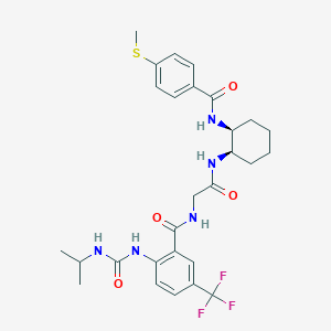 molecular formula C28H34F3N5O4S B606224 N-[2-({(1R,2S)-2-[4-(甲硫基)苯甲酰胺]环己基}氨基)-2-氧代乙基]-2-{[(丙烷-2-基)氨基羰基]氨基}-5-(三氟甲基)苯甲酰胺 CAS No. 445479-97-0