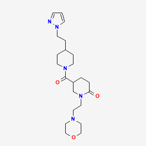 molecular formula C22H35N5O3 B6062240 1-[2-(4-morpholinyl)ethyl]-5-({4-[2-(1H-pyrazol-1-yl)ethyl]-1-piperidinyl}carbonyl)-2-piperidinone 