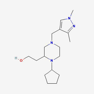 molecular formula C17H30N4O B6062258 2-{1-cyclopentyl-4-[(1,3-dimethyl-1H-pyrazol-4-yl)methyl]-2-piperazinyl}ethanol 