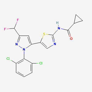 molecular formula C17H12Cl2F2N4OS B606226 N-(5-(1-(2,6-二氯苯基)-3-(二氟甲基)-1H-吡唑-5-基)噻唑-2-基)环丙烷甲酰胺 CAS No. 1338247-30-5
