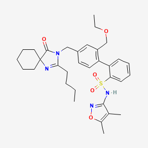 molecular formula C33H42N4O5S B606228 (1,1'-联苯)-2-磺酰胺，4'-((2-丁基-4-氧代-1,3-二氮杂螺(4.5)癸-1-烯-3-基)甲基)-N-(4,5-二甲基-3-异恶唑基)-2'-(乙氧甲基)- CAS No. 953807-31-3