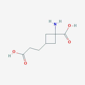 molecular formula C8H13NO4 B060623 1-Amino-3-(2-carboxyethyl)cyclobutane-1-carboxylic acid CAS No. 161181-75-5