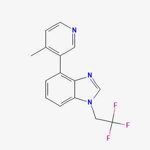 molecular formula C15H12F3N3 B606230 4-(4-甲基吡啶-3-基)-1-(2,2,2-三氟乙基)苯并咪唑 CAS No. 1370001-71-0