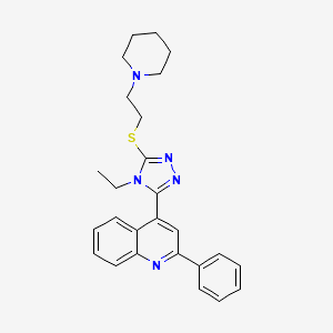 molecular formula C26H29N5S B6062300 4-(4-ethyl-5-{[2-(1-piperidinyl)ethyl]thio}-4H-1,2,4-triazol-3-yl)-2-phenylquinoline 