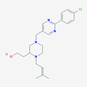 molecular formula C22H29ClN4O B6062303 2-[4-{[2-(4-chlorophenyl)-5-pyrimidinyl]methyl}-1-(3-methyl-2-buten-1-yl)-2-piperazinyl]ethanol 