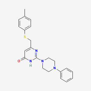 molecular formula C22H24N4OS B6062338 6-{[(4-methylphenyl)thio]methyl}-2-(4-phenyl-1-piperazinyl)-4(3H)-pyrimidinone 