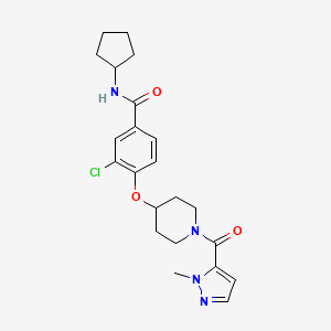 molecular formula C22H27ClN4O3 B6062356 3-chloro-N-cyclopentyl-4-({1-[(1-methyl-1H-pyrazol-5-yl)carbonyl]-4-piperidinyl}oxy)benzamide 