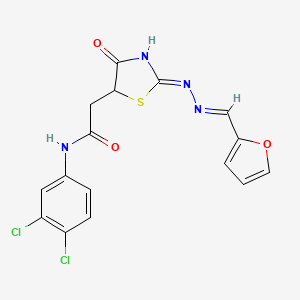 molecular formula C16H12Cl2N4O3S B6062398 N-(3,4-dichlorophenyl)-2-{2-[(2-furylmethylene)hydrazono]-4-hydroxy-2,5-dihydro-1,3-thiazol-5-yl}acetamide 