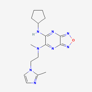 molecular formula C16H22N8O B6062407 N'-cyclopentyl-N-methyl-N-[2-(2-methyl-1H-imidazol-1-yl)ethyl][1,2,5]oxadiazolo[3,4-b]pyrazine-5,6-diamine 