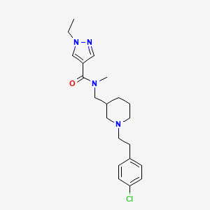 molecular formula C21H29ClN4O B6062437 N-({1-[2-(4-chlorophenyl)ethyl]-3-piperidinyl}methyl)-1-ethyl-N-methyl-1H-pyrazole-4-carboxamide 