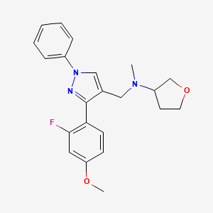 molecular formula C22H24FN3O2 B6062470 N-{[3-(2-fluoro-4-methoxyphenyl)-1-phenyl-1H-pyrazol-4-yl]methyl}-N-methyltetrahydro-3-furanamine 