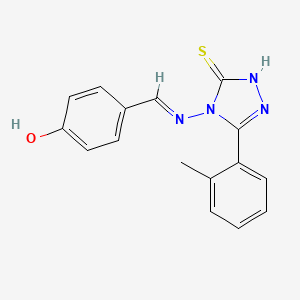 molecular formula C16H14N4OS B6062487 4-({[3-mercapto-5-(2-methylphenyl)-4H-1,2,4-triazol-4-yl]imino}methyl)phenol 