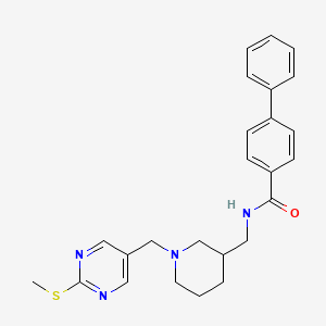 molecular formula C25H28N4OS B6062504 N-[(1-{[2-(methylthio)-5-pyrimidinyl]methyl}-3-piperidinyl)methyl]-4-biphenylcarboxamide 