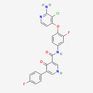 molecular formula C23H15ClF2N4O3 B606251 N-(4-((2-amino-3-chloropyridin-4-yl)oxy)-3-fluorophenyl)-5-(4-fluorophenyl)-4-oxo-1,4-dihydropyridine-3-carboxamide CAS No. 1174046-72-0