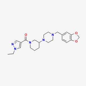 molecular formula C23H31N5O3 B6062548 1-(1,3-benzodioxol-5-ylmethyl)-4-{1-[(1-ethyl-1H-pyrazol-4-yl)carbonyl]-3-piperidinyl}piperazine 