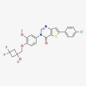 molecular formula C24H19ClF2N2O4S B606255 6-(4-氯苯基)-3-(4-((3,3-二氟-1-羟基环丁基)甲氧基)-3-甲氧基苯基)噻吩[3,2-d]嘧啶-4(3H)-酮 CAS No. 1197420-11-3