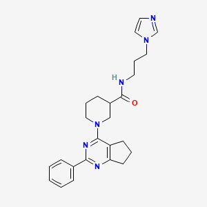 molecular formula C25H30N6O B6062554 N-[3-(1H-imidazol-1-yl)propyl]-1-(2-phenyl-6,7-dihydro-5H-cyclopenta[d]pyrimidin-4-yl)-3-piperidinecarboxamide 