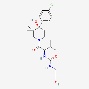 molecular formula C23H36ClN3O4 B606257 Urea, N-((1R)-1-(((4S)-4-(4-chlorophenyl)-4-hydroxy-3,3-dimethyl-1-piperidinyl)carbonyl)-2-methylpropyl)-N'-(2-hydroxy-2-methylpropyl)- CAS No. 1202400-18-7