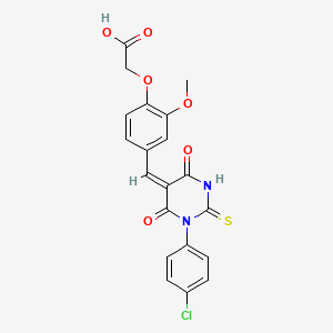 molecular formula C20H15ClN2O6S B6062578 (4-{[1-(4-chlorophenyl)-4,6-dioxo-2-thioxotetrahydro-5(2H)-pyrimidinylidene]methyl}-2-methoxyphenoxy)acetic acid 