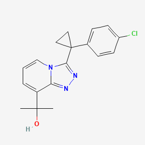 molecular formula C18H18ClN3O B606259 1,2,4-Triazolo(4,3-a)pyridine-8-methanol, 3-(1-(4-chlorophenyl)cyclopropyl)-alpha,alpha-dimethyl-, hydrochloride (1:1) CAS No. 1140898-87-8