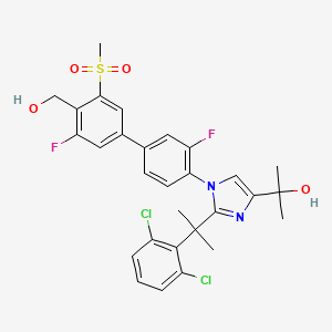 molecular formula C29H28Cl2F2N2O4S B606262 2-[2-[2-[2,6-双(氯代)苯基]丙-2-基]-1-[2-氟代-4-[3-氟代-4-(羟甲基)-5-甲磺酰基-苯基]苯基]咪唑-4-基]丙-2-醇 CAS No. 1256918-39-4