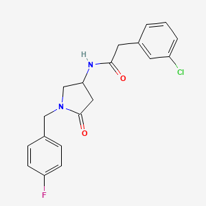 molecular formula C19H18ClFN2O2 B6062625 2-(3-chlorophenyl)-N-[1-(4-fluorobenzyl)-5-oxo-3-pyrrolidinyl]acetamide 