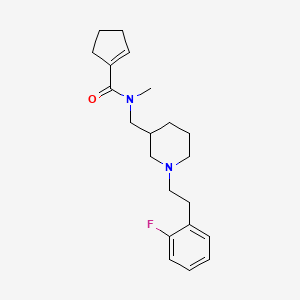 molecular formula C21H29FN2O B6062633 N-({1-[2-(2-fluorophenyl)ethyl]-3-piperidinyl}methyl)-N-methyl-1-cyclopentene-1-carboxamide 