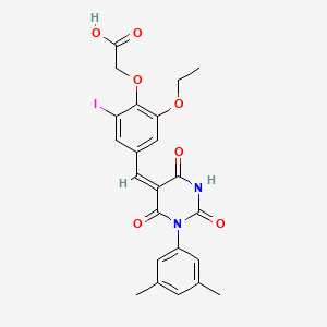 (4-{[1-(3,5-dimethylphenyl)-2,4,6-trioxotetrahydro-5(2H)-pyrimidinylidene]methyl}-2-ethoxy-6-iodophenoxy)acetic acid