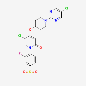 molecular formula C21H19Cl2FN4O4S B606266 5-氯-4-((1-(5-氯-2-嘧啶基)-4-哌啶基)氧基)-1-(2-氟-4-(甲磺酰基)苯基)-2(1H)-吡啶酮 CAS No. 1339944-47-6