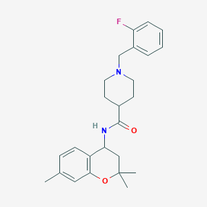 molecular formula C25H31FN2O2 B6062672 1-(2-fluorobenzyl)-N-(2,2,7-trimethyl-3,4-dihydro-2H-chromen-4-yl)-4-piperidinecarboxamide 