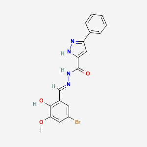 molecular formula C18H15BrN4O3 B6062678 N'-(5-bromo-2-hydroxy-3-methoxybenzylidene)-3-phenyl-1H-pyrazole-5-carbohydrazide 