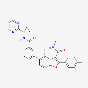molecular formula C31H24F2N4O3 B606268 4-氟-2-(4-氟苯基)-N-甲基-5-(2-甲基-5-((1-嘧啶-2-基环丙基)氨基羰基)苯基)苯并呋喃-3-甲酰胺 CAS No. 1217338-97-0