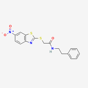 molecular formula C17H15N3O3S2 B6062691 2-[(6-nitro-1,3-benzothiazol-2-yl)thio]-N-(2-phenylethyl)acetamide 