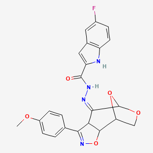5-fluoro-N'-[5-(4-methoxyphenyl)-3,9,11-trioxa-4-azatricyclo[6.2.1.0~2,6~]undec-4-en-7-ylidene]-1H-indole-2-carbohydrazide