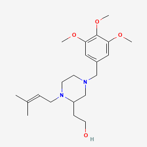 molecular formula C21H34N2O4 B6062722 2-[1-(3-methyl-2-buten-1-yl)-4-(3,4,5-trimethoxybenzyl)-2-piperazinyl]ethanol 