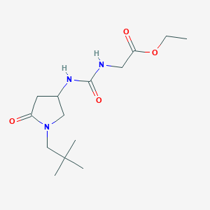 molecular formula C14H25N3O4 B6062750 ethyl N-({[1-(2,2-dimethylpropyl)-5-oxo-3-pyrrolidinyl]amino}carbonyl)glycinate 