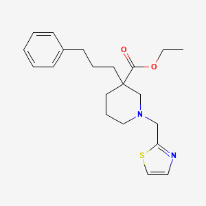 molecular formula C21H28N2O2S B6062798 ethyl 3-(3-phenylpropyl)-1-(1,3-thiazol-2-ylmethyl)-3-piperidinecarboxylate 