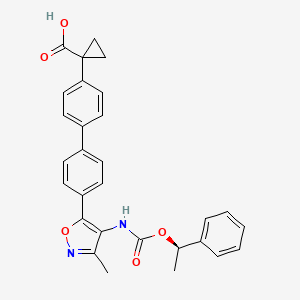 molecular formula C29H26N2O5 B606280 Cyclopropanecarboxylic acid, 1-[4'-[3-methyl-4-[[[(1R)-1-phenylethoxy]carbonyl]amino]-5-isoxazolyl][1,1'-biphenyl]-4-yl]- CAS No. 1257213-50-5